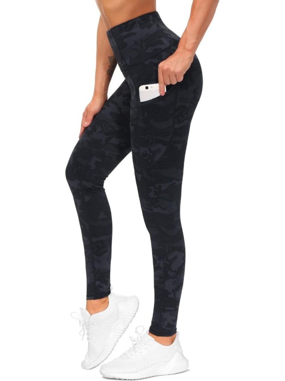 Women's Blue Dark Grey Black Thick High Waist Tummy Control Workout Yoga Legging